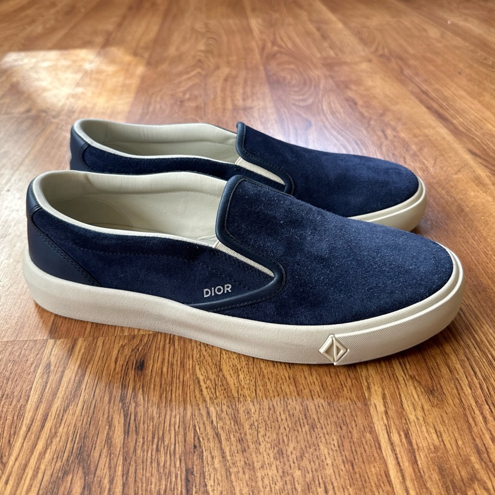 Dior B101 Slip-On Sneakers Navy Blue Suede Size 42 EU / 9 US NWOB
